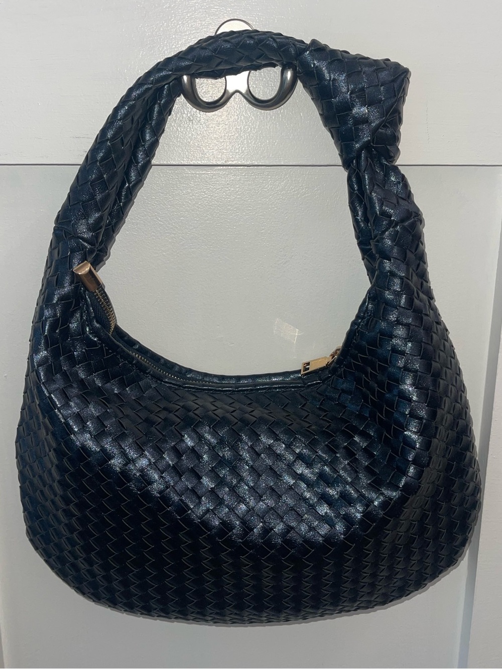 Melie Bianco Brigitte Shoulder Bag Blue/gray metallic Shimmer
